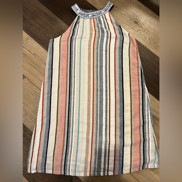 THML multi color striped cotton halter sleeveless dress size medium - Picture 3 of 11